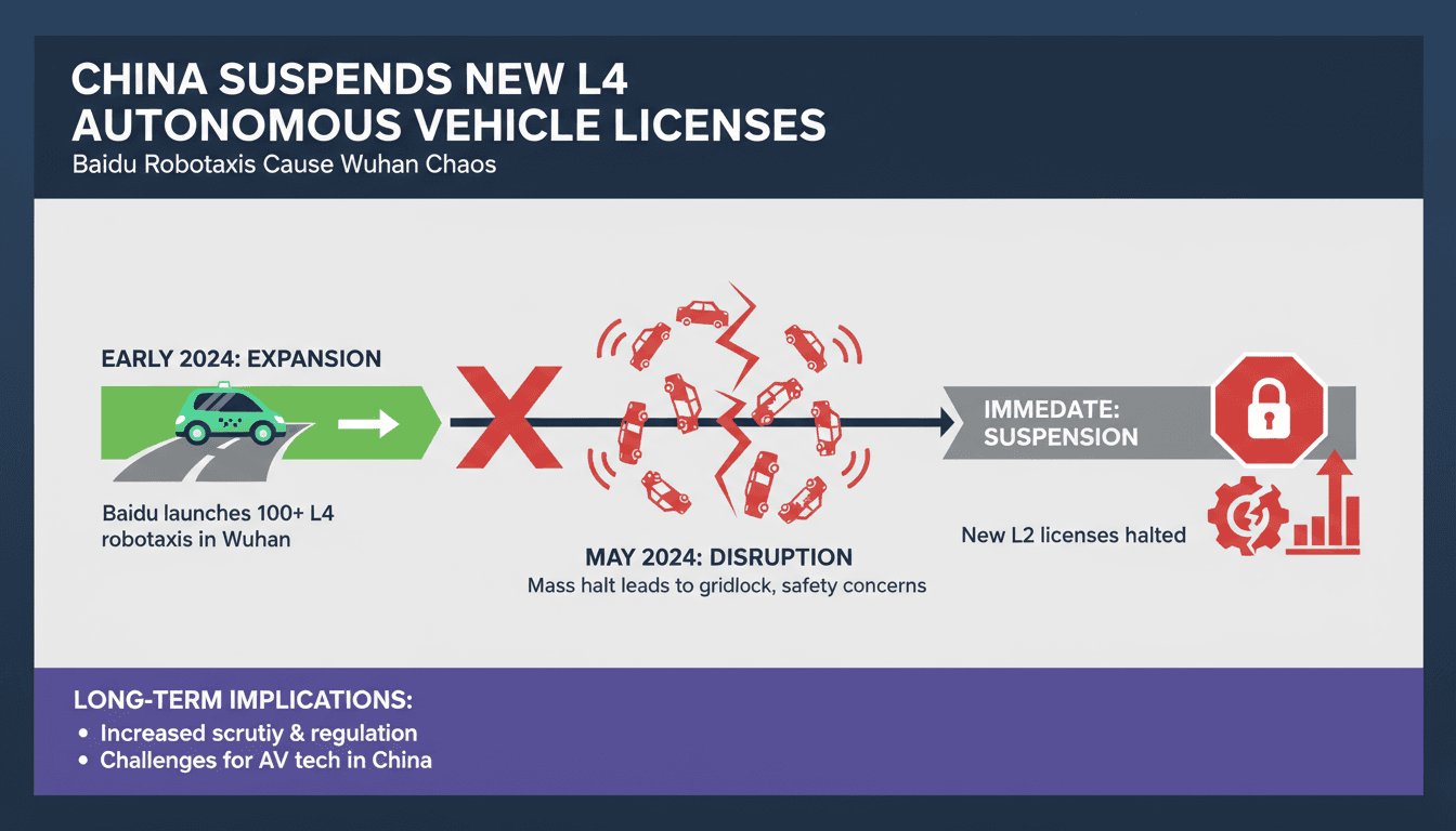 China suspends new licenses for Level 4 autonomous vehicles after Baidu robotaxis disruption