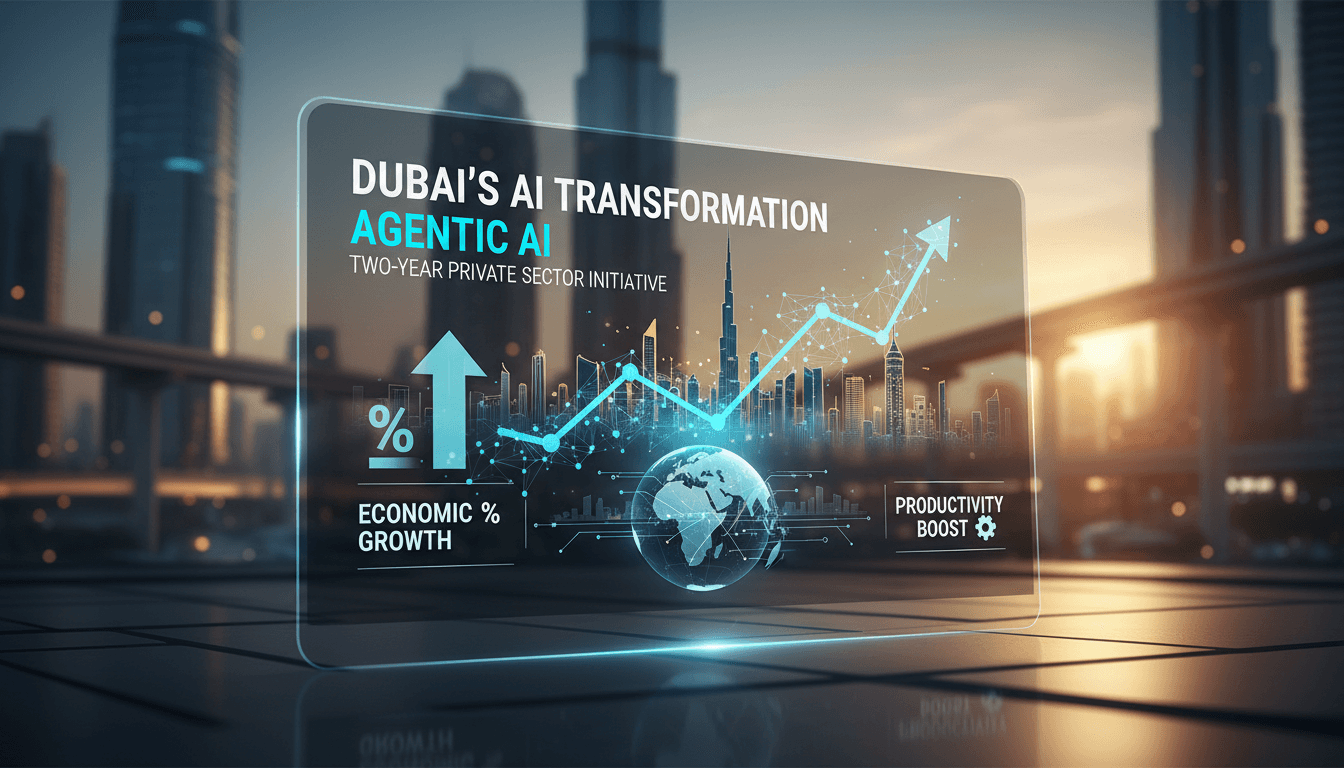 Dubai skyline with AI technology overlay