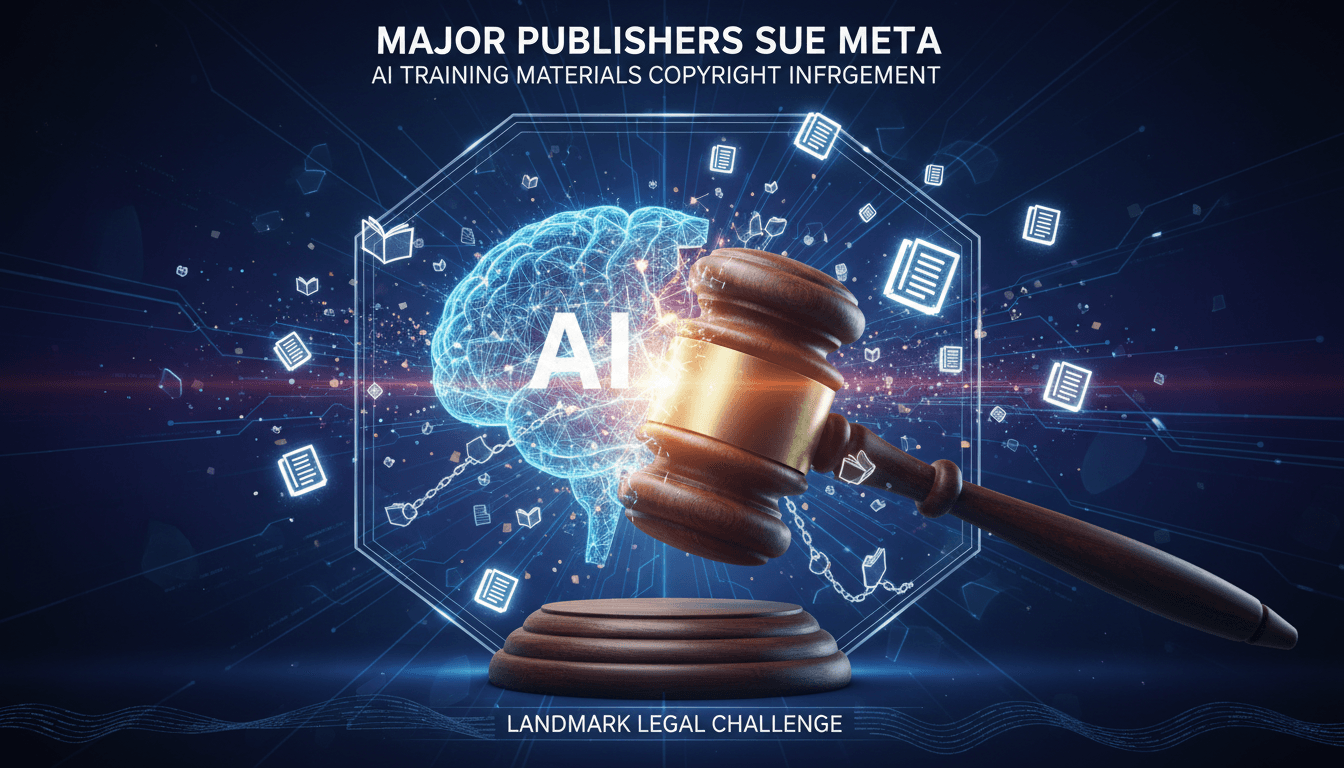 Major publishers suing Meta for copyright infringement over AI training materials.