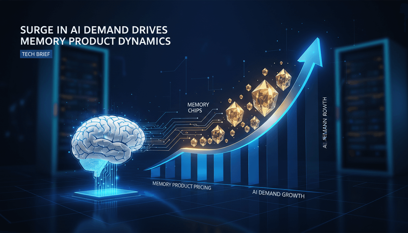Graph showing the impact of AI on memory product pricing and demand trends.