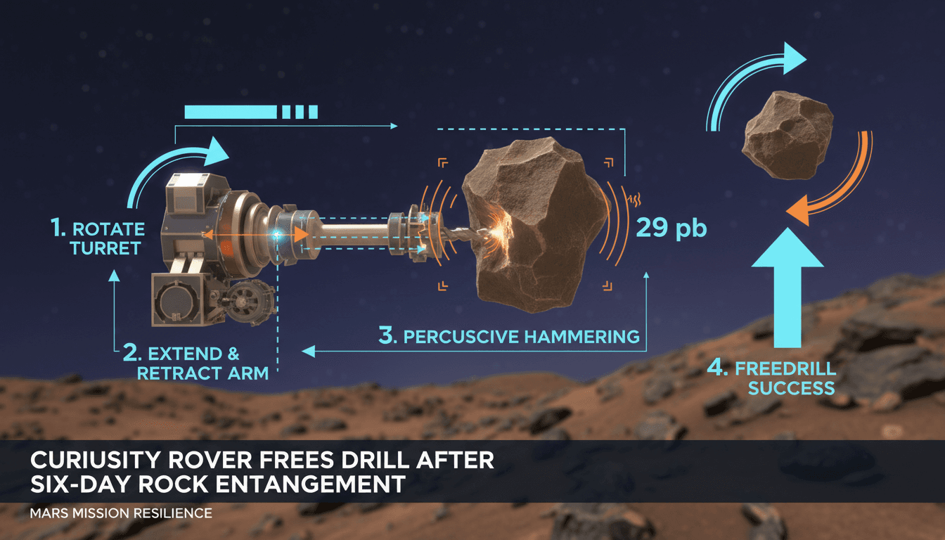 Curiosity rover successfully frees drill after six-day rock entrapment