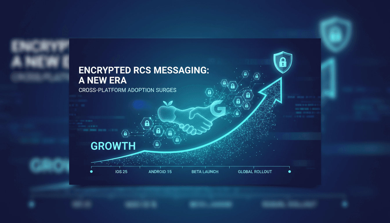 Illustration of encrypted messaging between iPhone and Android devices