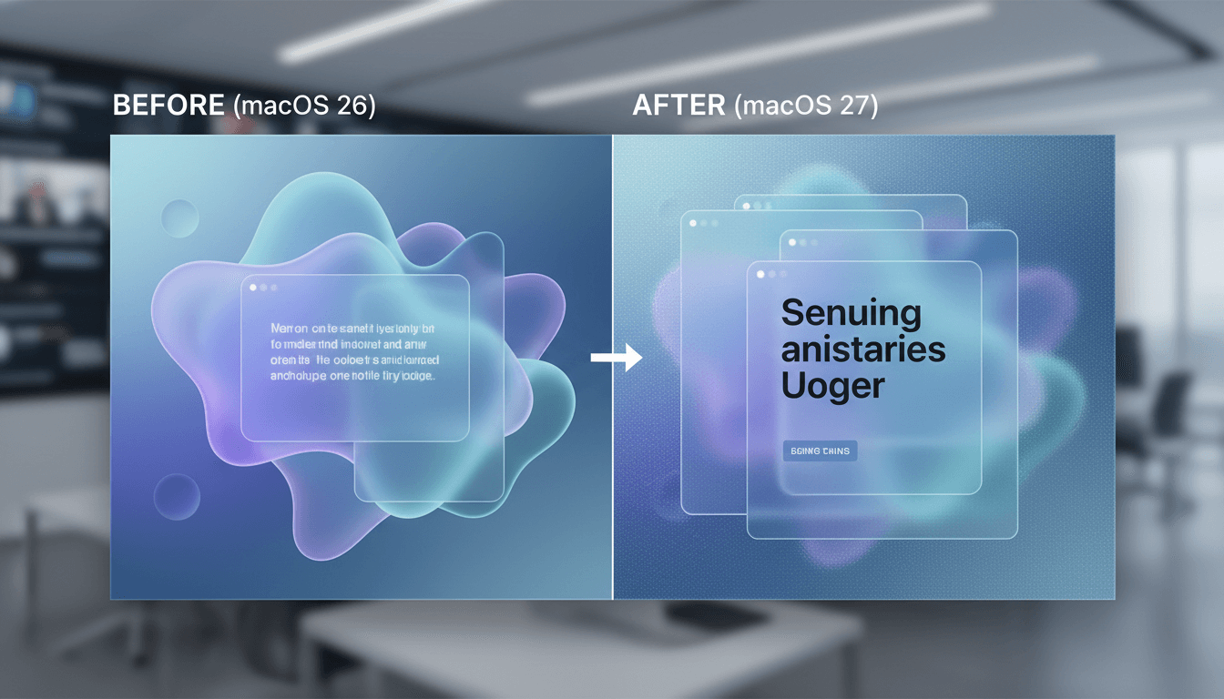 Apple Liquid Glass interface redesign concept for macOS 27