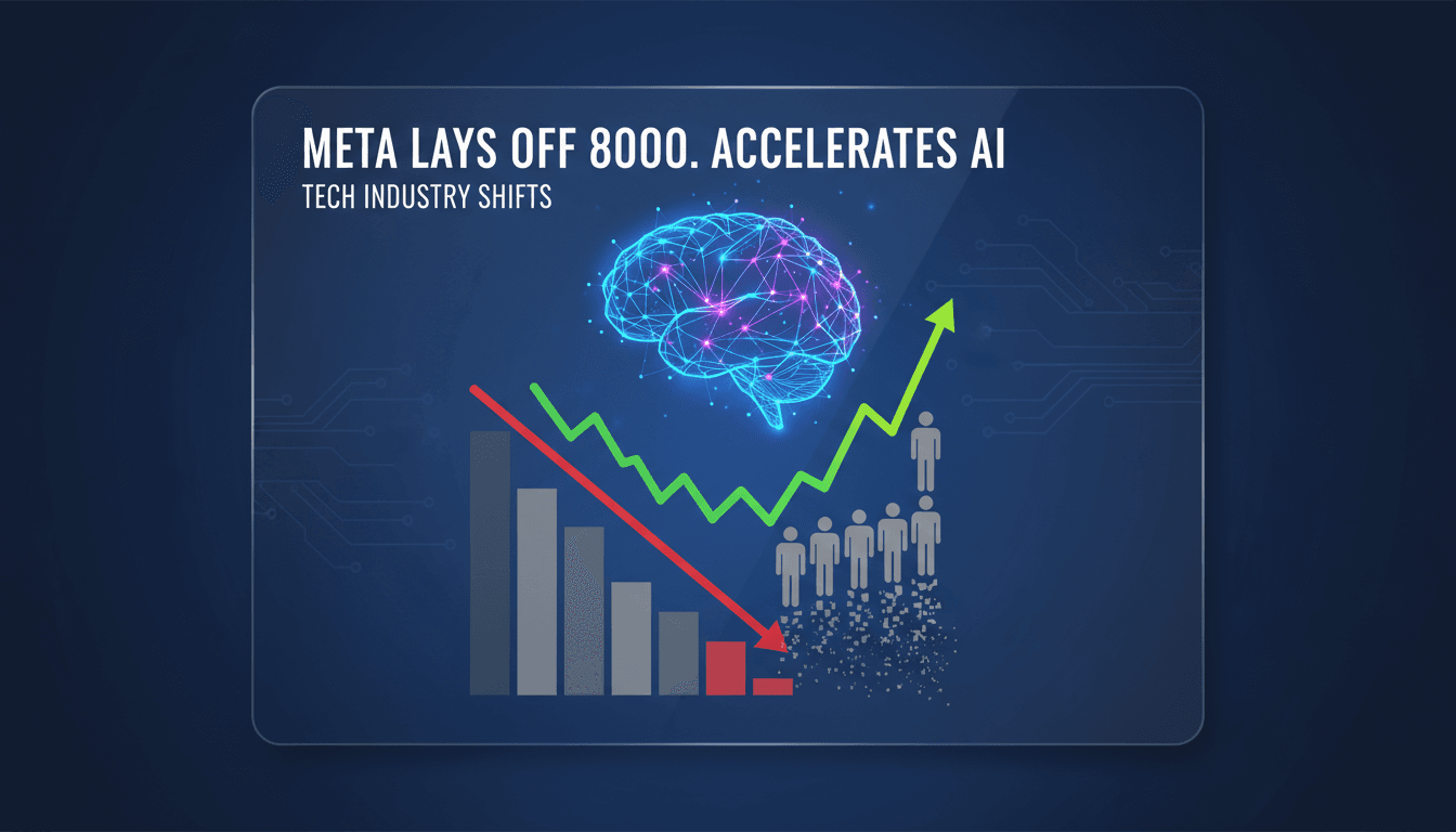 Meta's logo with a backdrop of AI technology imagery