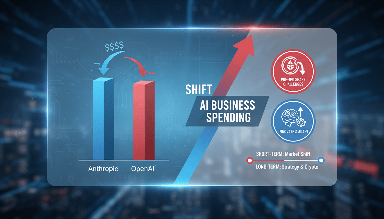 Graph illustrating the rise of Anthropic over OpenAI in AI business spending