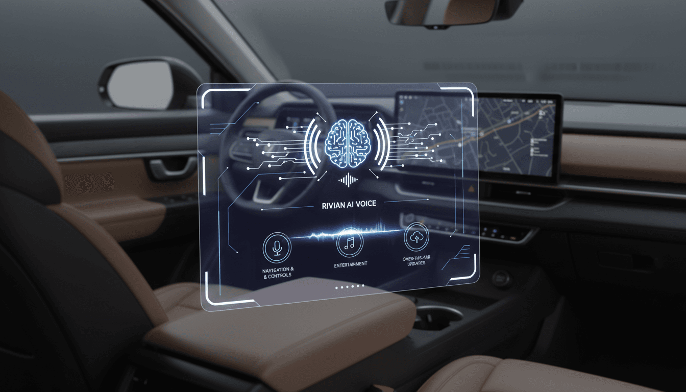 Rivian's new AI voice assistant interface in a vehicle