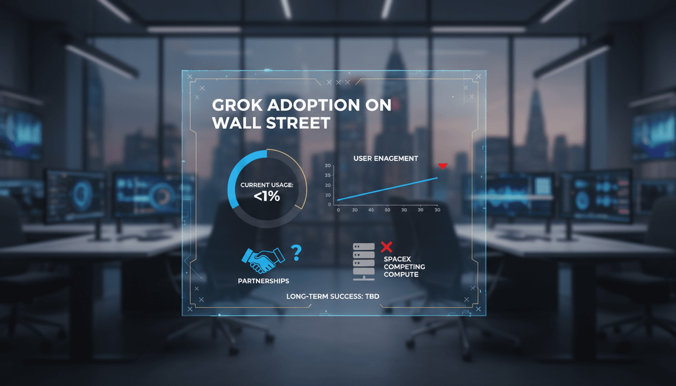 Grok chatbot interface displayed on a financial analyst's screen