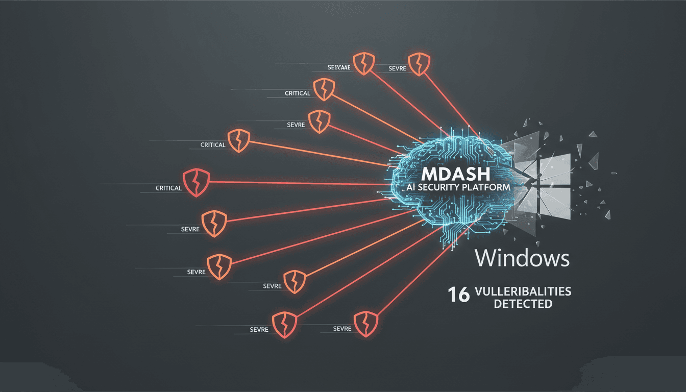 Microsoft MDASH AI security platform detecting vulnerabilities in Windows