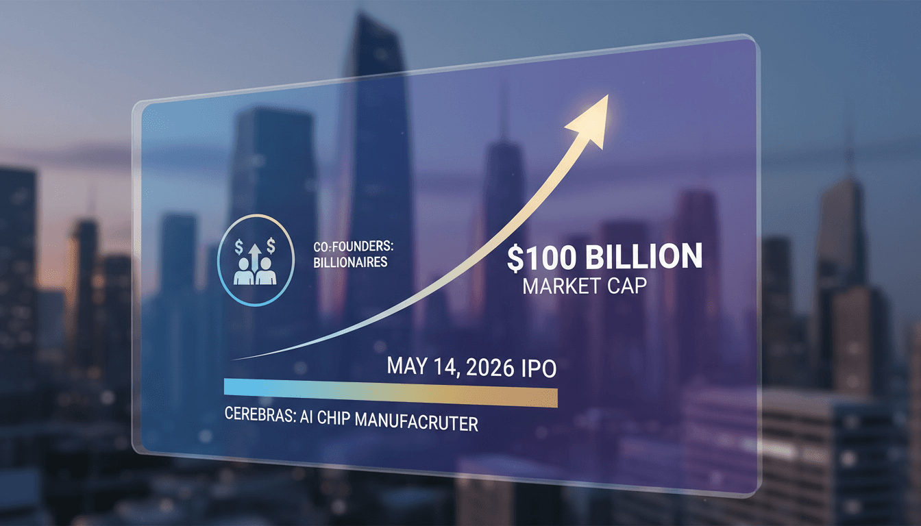 Cerebras IPO announcement with stock market graphics