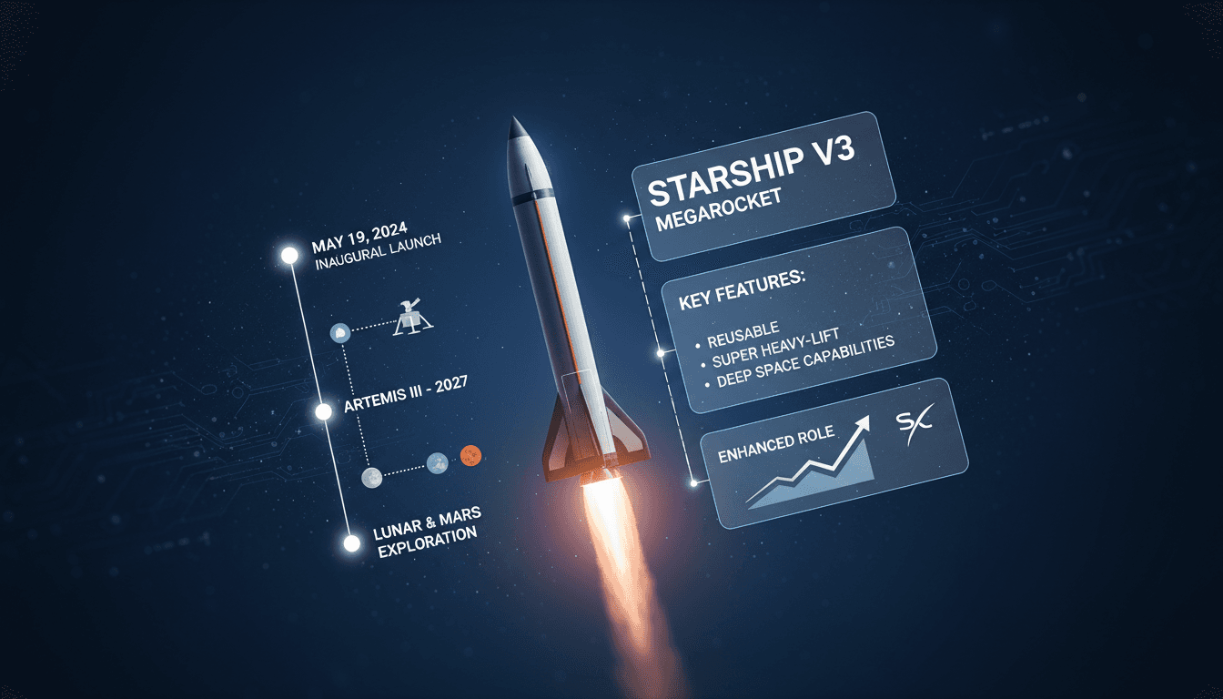 SpaceX announces debut flight date for Starship V3 megarocket