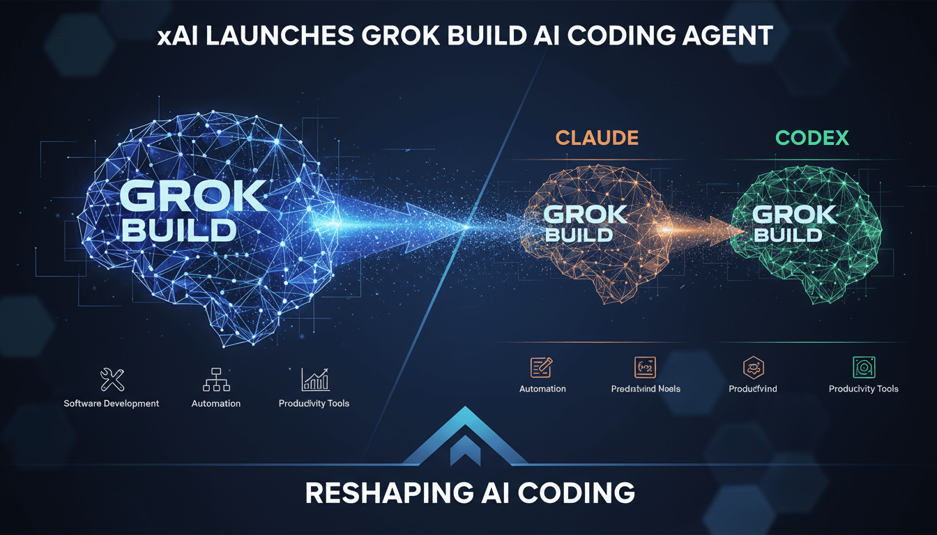 Grok Build AI coding agent by xAI showcased against competitors.