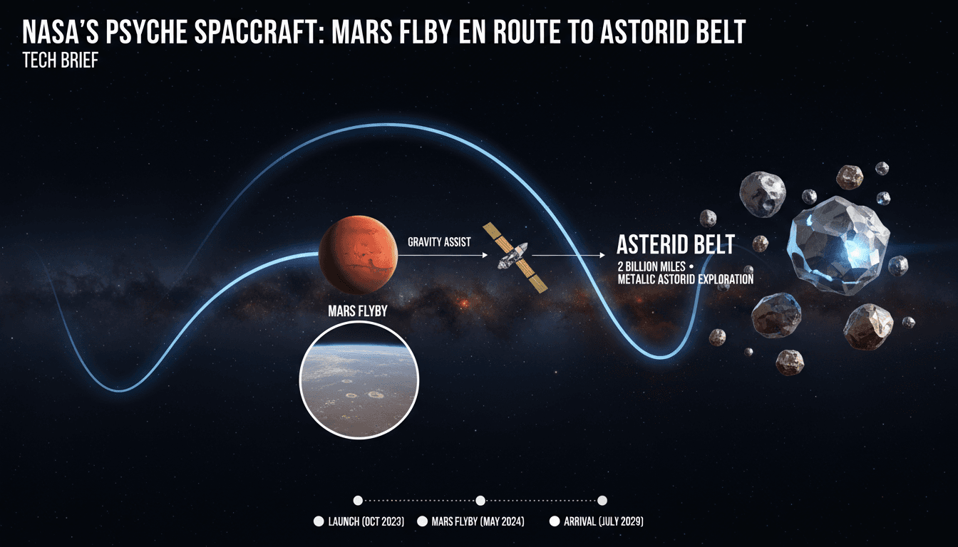 NASA's Psyche spacecraft during its Mars flyby mission