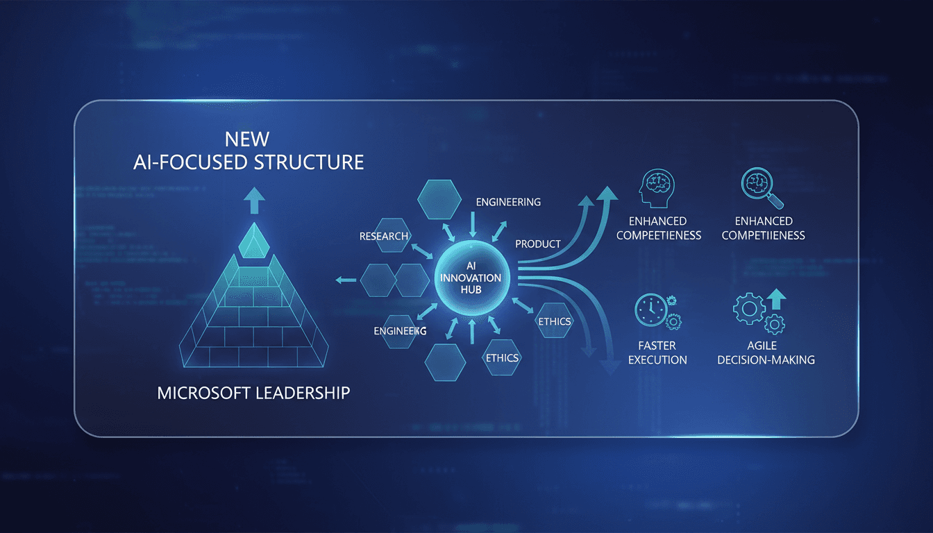 Microsoft CEO Satya Nadella announcing leadership changes for AI focus.