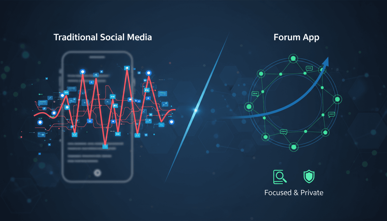 Meta's Forum app interface showcasing community discussions and engagement features.