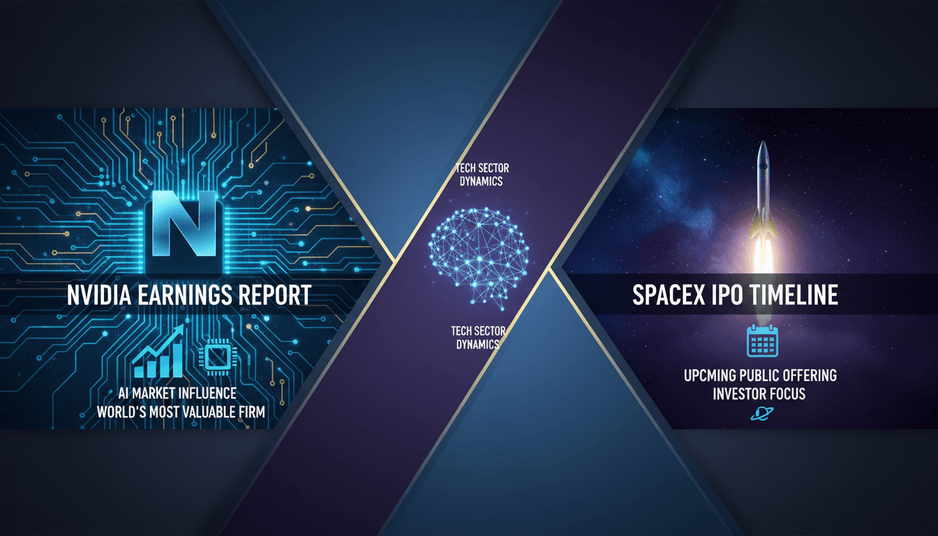 Nvidia and SpaceX logos with a financial market backdrop