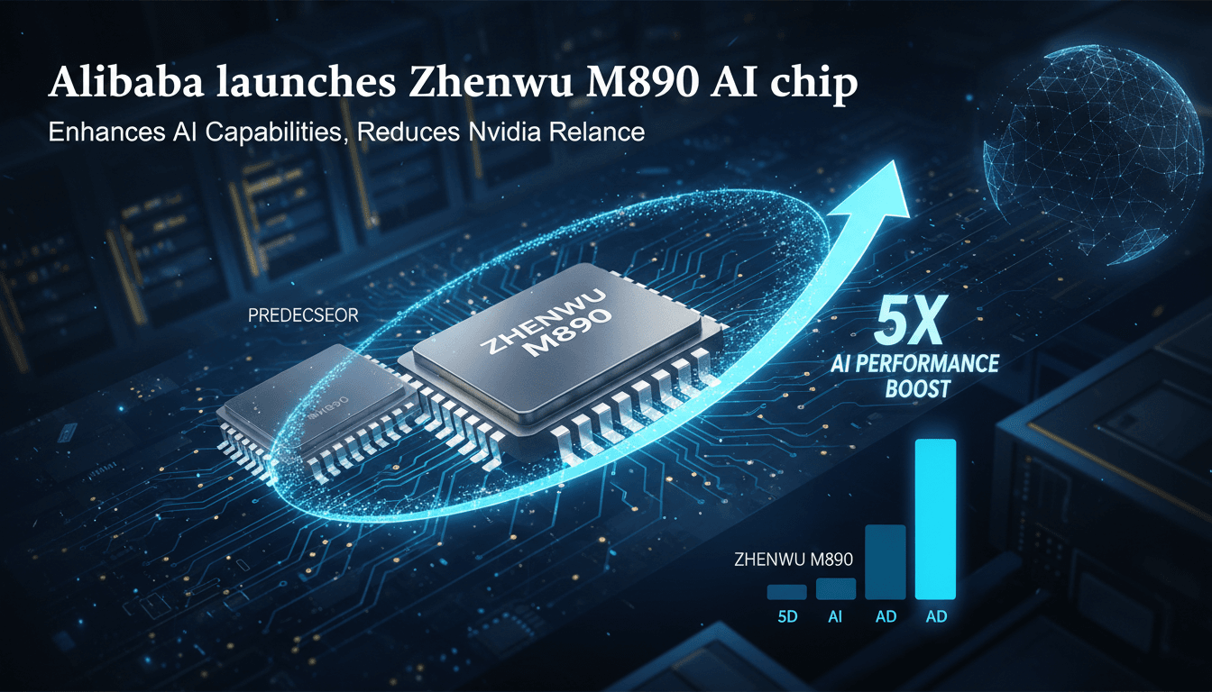 Alibaba's Zhenwu M890 AI chip launch event and its implications for the tech industry.