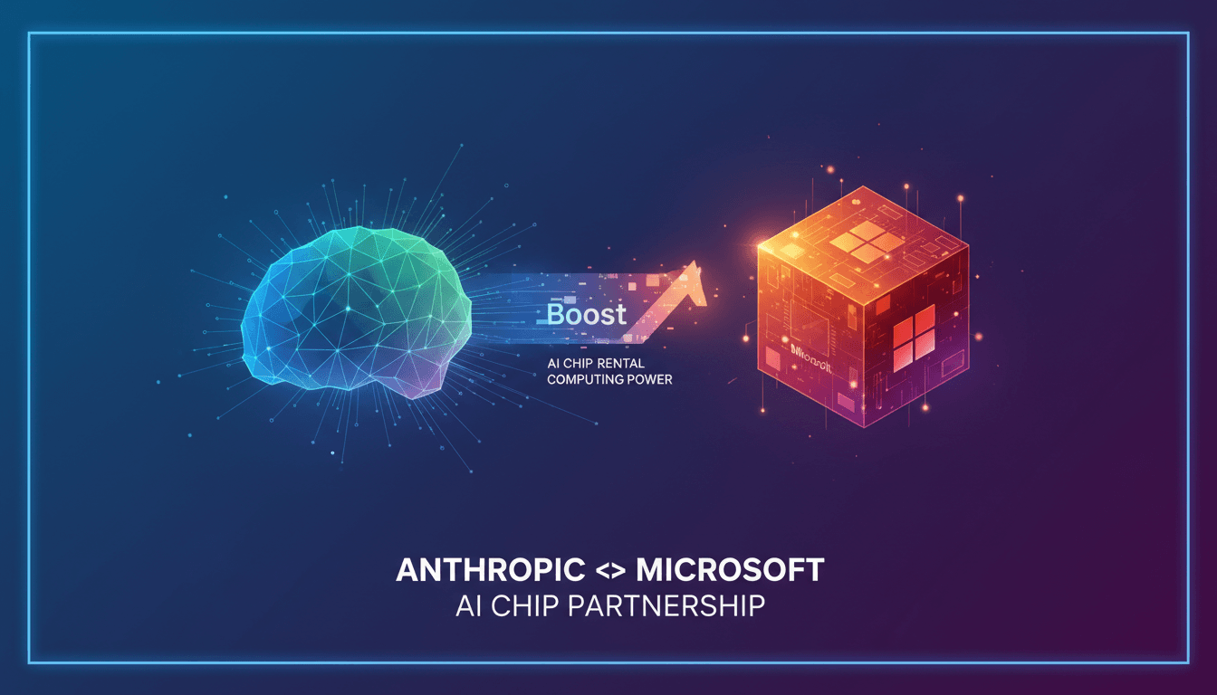 Anthropic and Microsoft logos with AI chip graphics