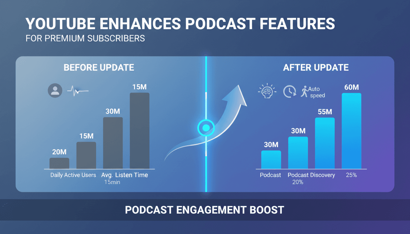 YouTube logo with podcasting elements and audio waves