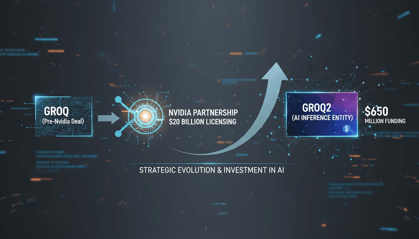 Groq logo with AI technology background