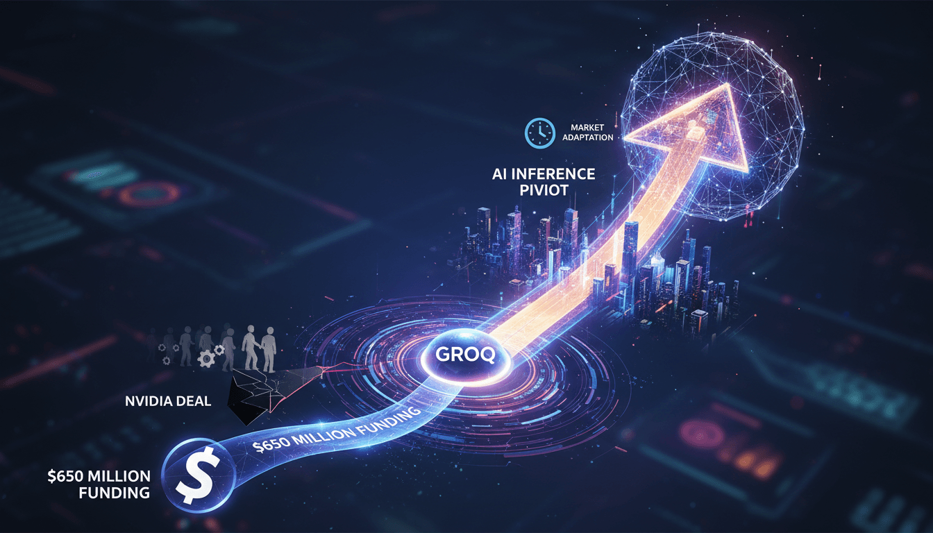 Groq logo with AI technology background