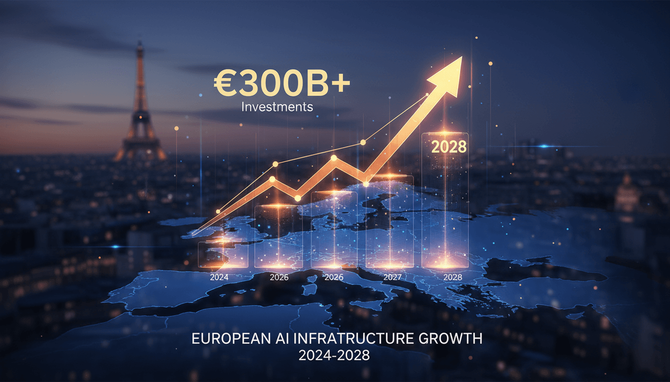 Infographic showing Mistral AI Summit highlights and investment plans for Europe's AI ecosystem.