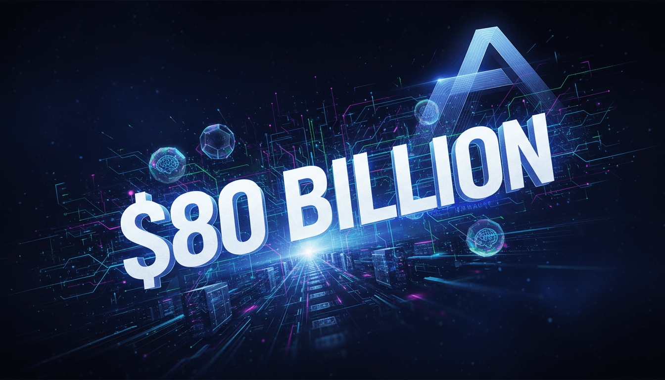 A graphic illustrating Alphabet's $80 billion investment in AI infrastructure with tech imagery.