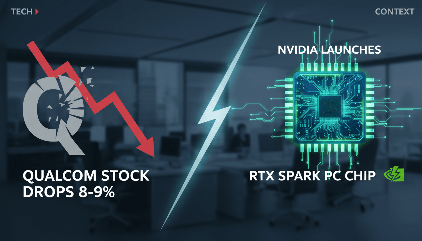 A visual representation of Qualcomm's stock decline after Nvidia's RTX Spark chip announcement.