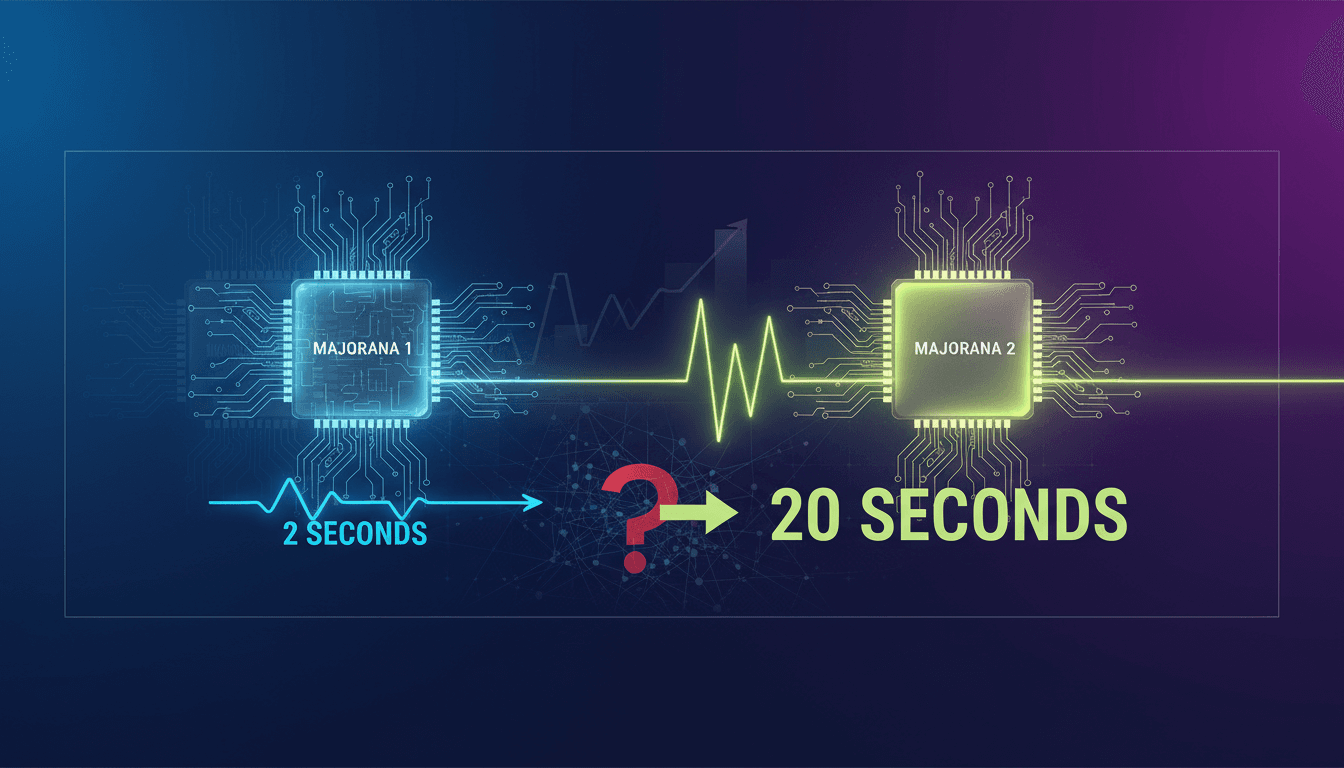 Visual representation of Microsoft’s Majorana 2 quantum chip showcasing its advancements in qubit coherence time.