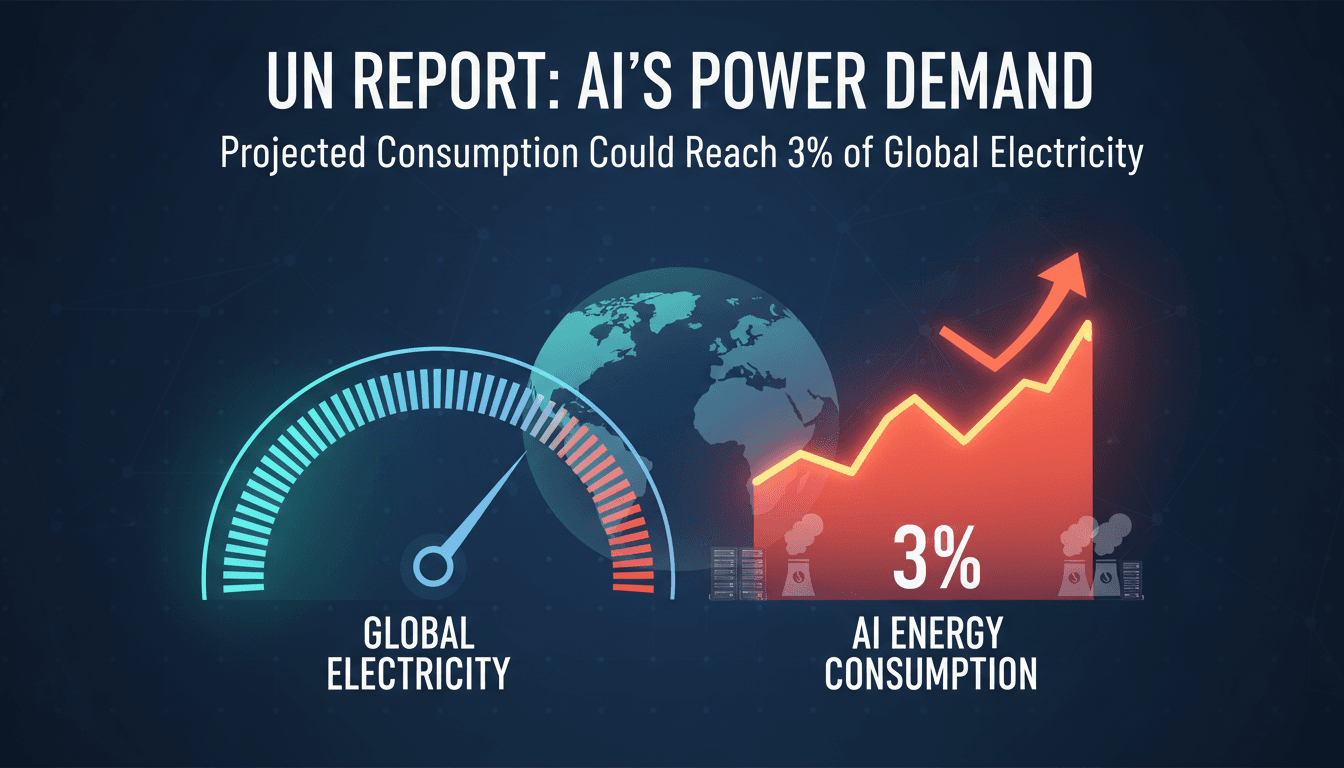 Infographic showing AI's projected energy consumption impact on global electricity usage.