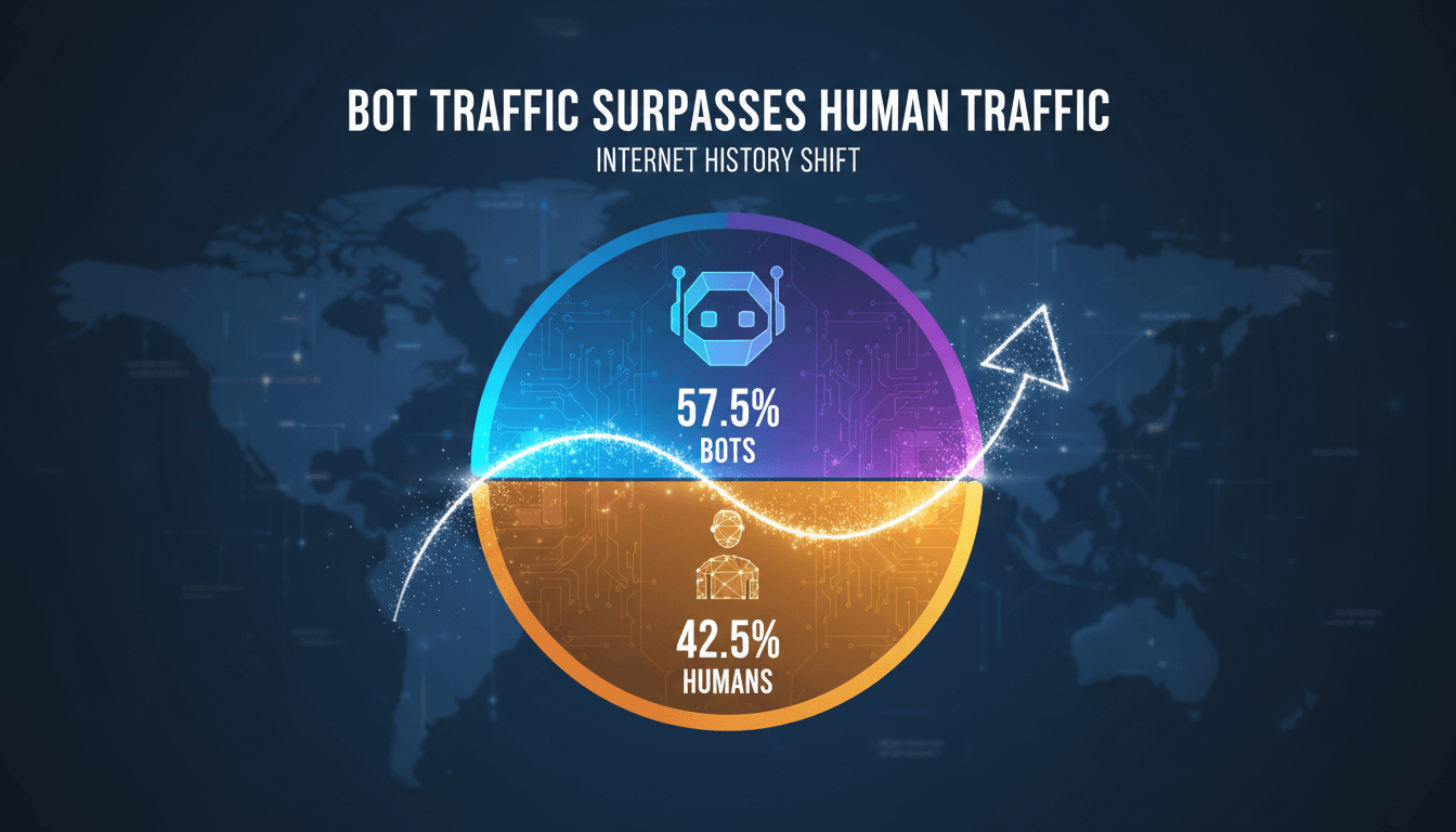 Illustration of the shift in web traffic dynamics between bots and humans.