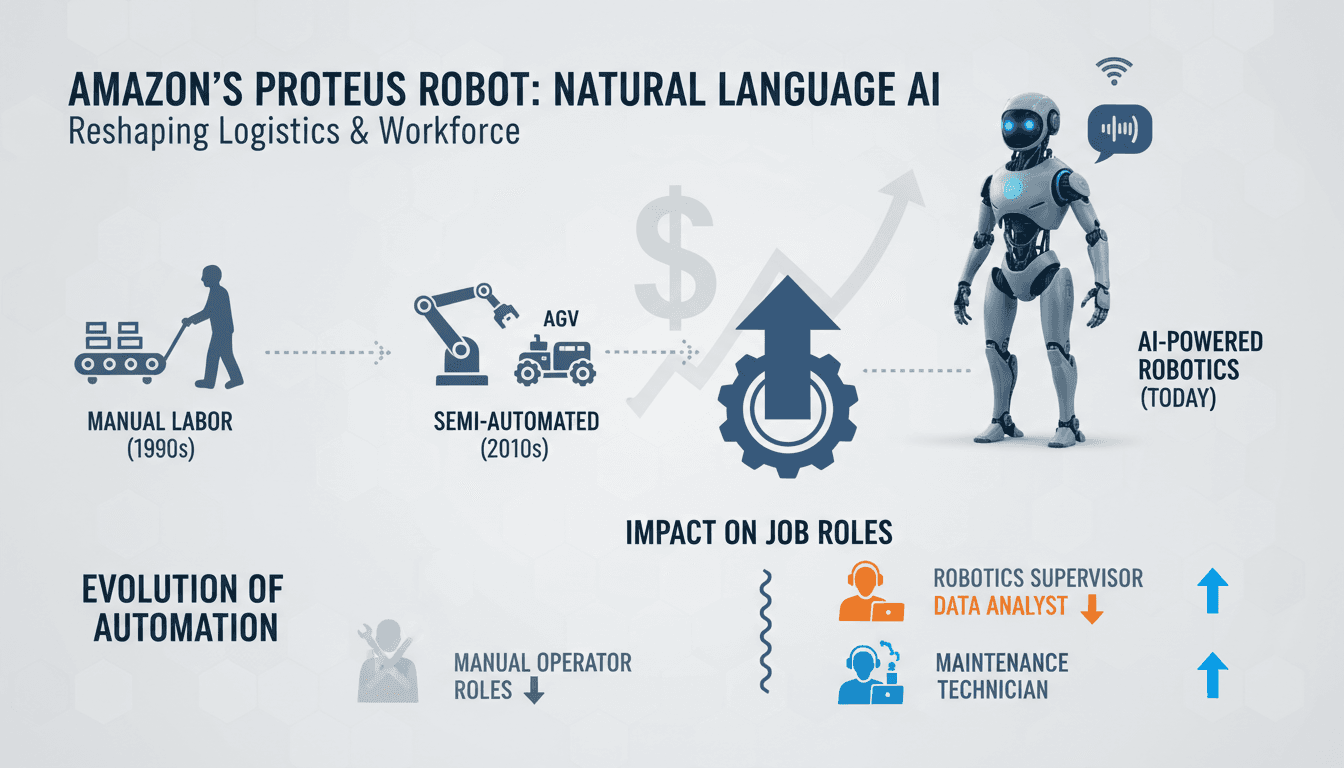 Amazon's AI-powered Proteus robot in a warehouse setting