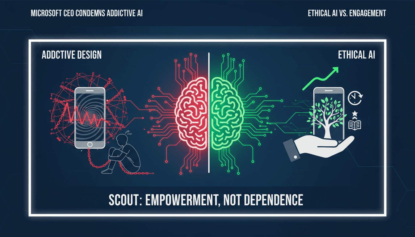 Microsoft CEO Satya Nadella addressing AI ethics and user engagement.