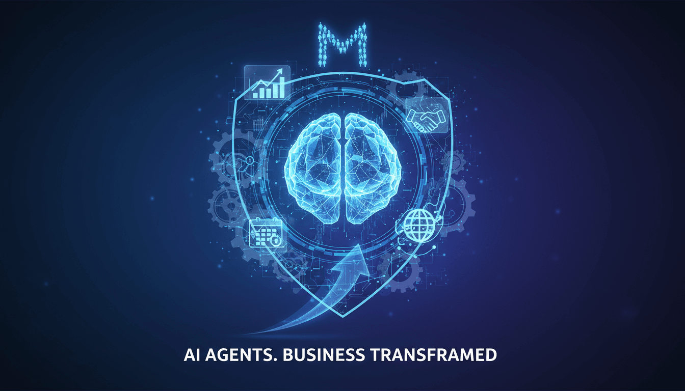 Illustration of AI agents managing business operations at Meta