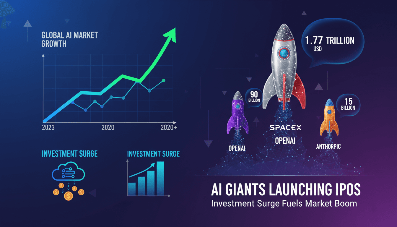 Infographic showing AI market growth and IPO valuation targets.