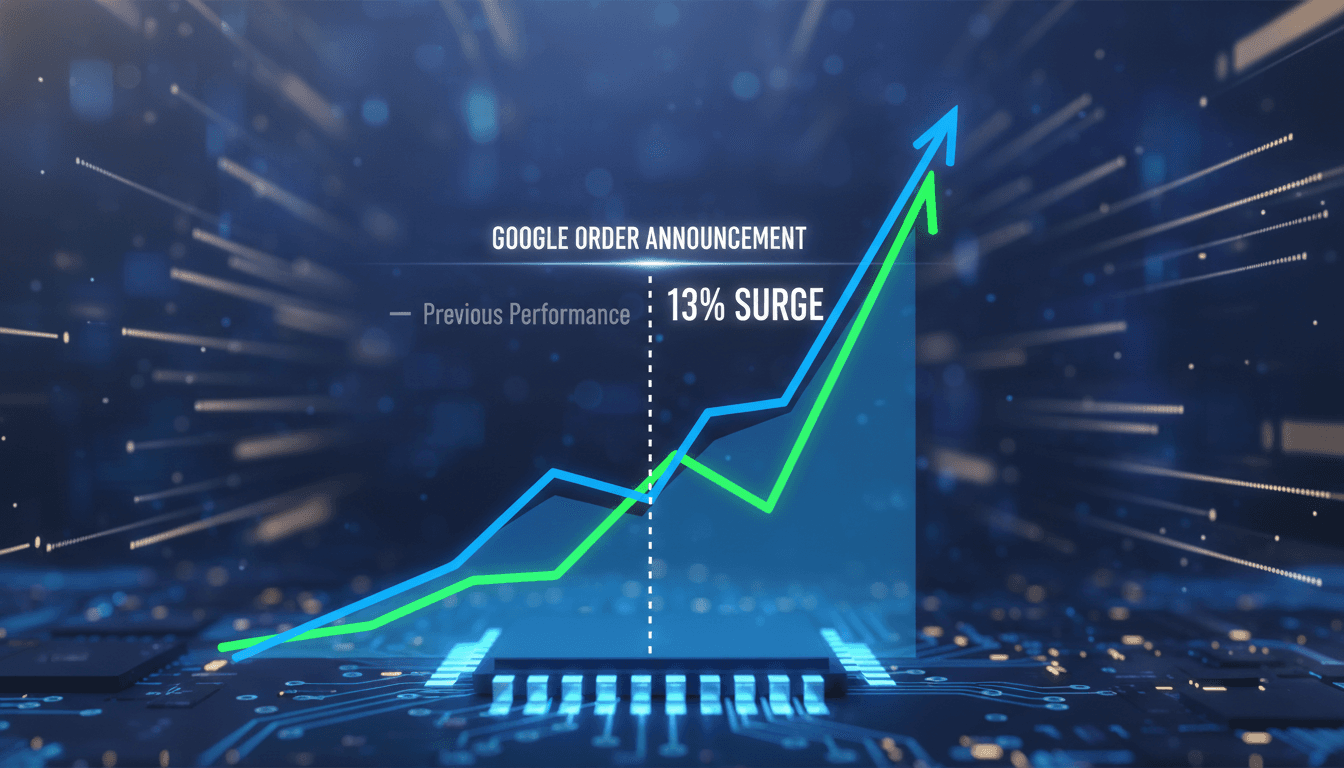 Intel stock performance chart following Google's AI chip order announcement.