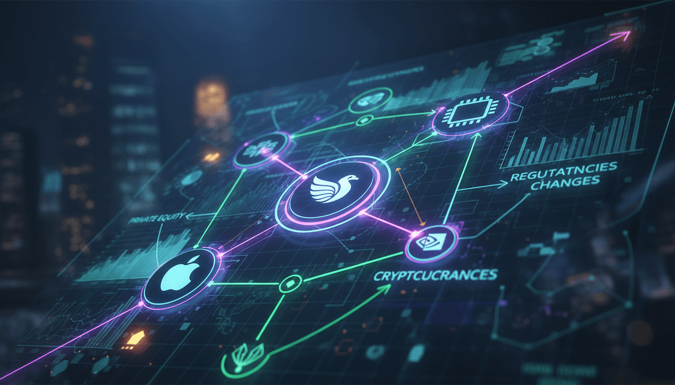 Analytical visual card showcasing trends in technology and media sectors.