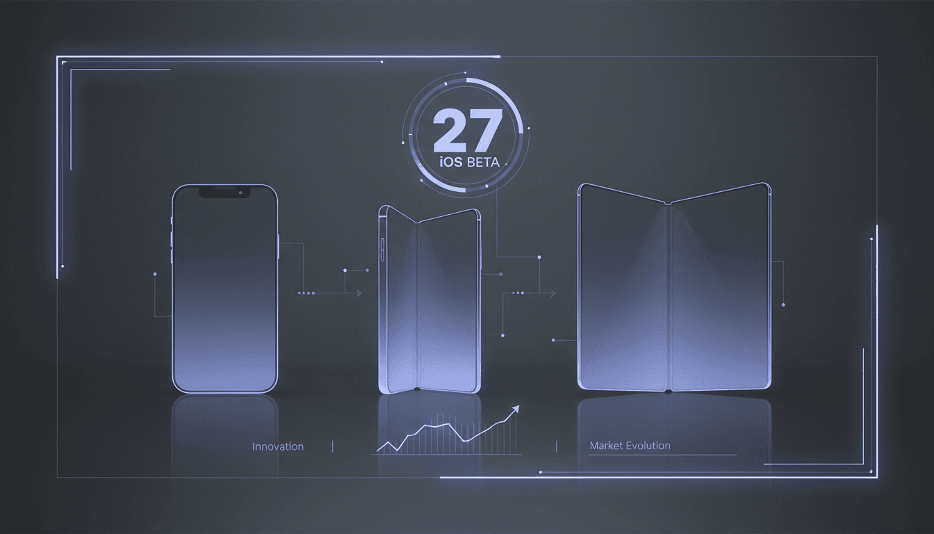 Concept image of a foldable iPhone showcasing innovative design features.