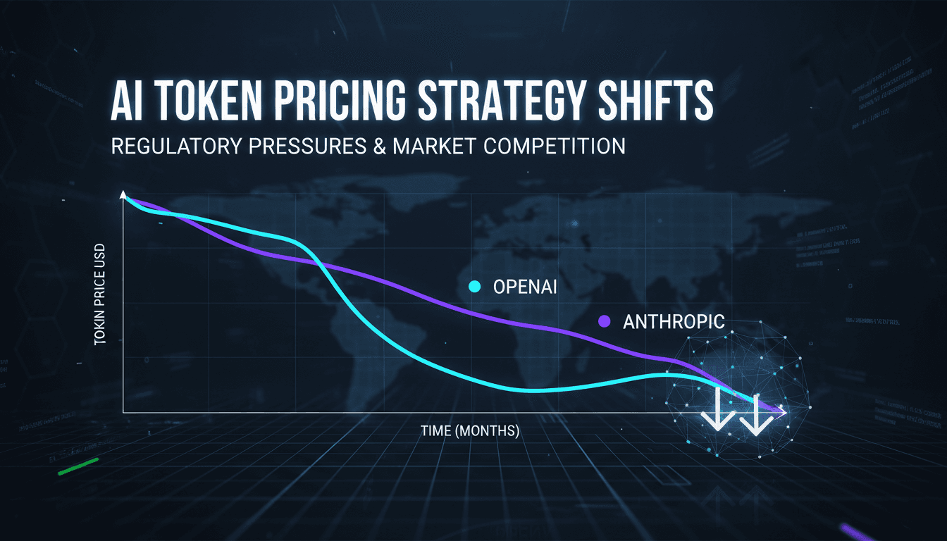 OpenAI logo with a backdrop of AI technology and regulatory symbols.