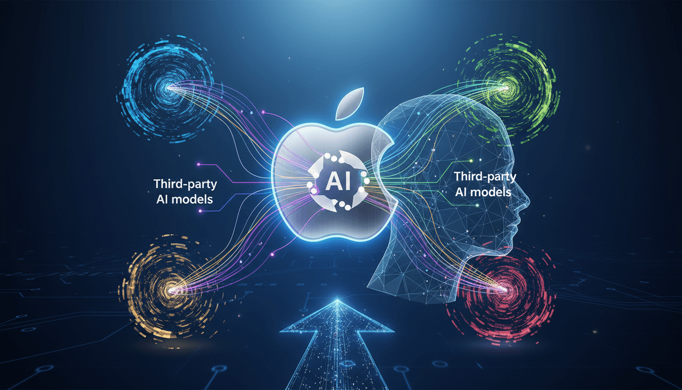 Apple Siri AI update with third-party integration concept