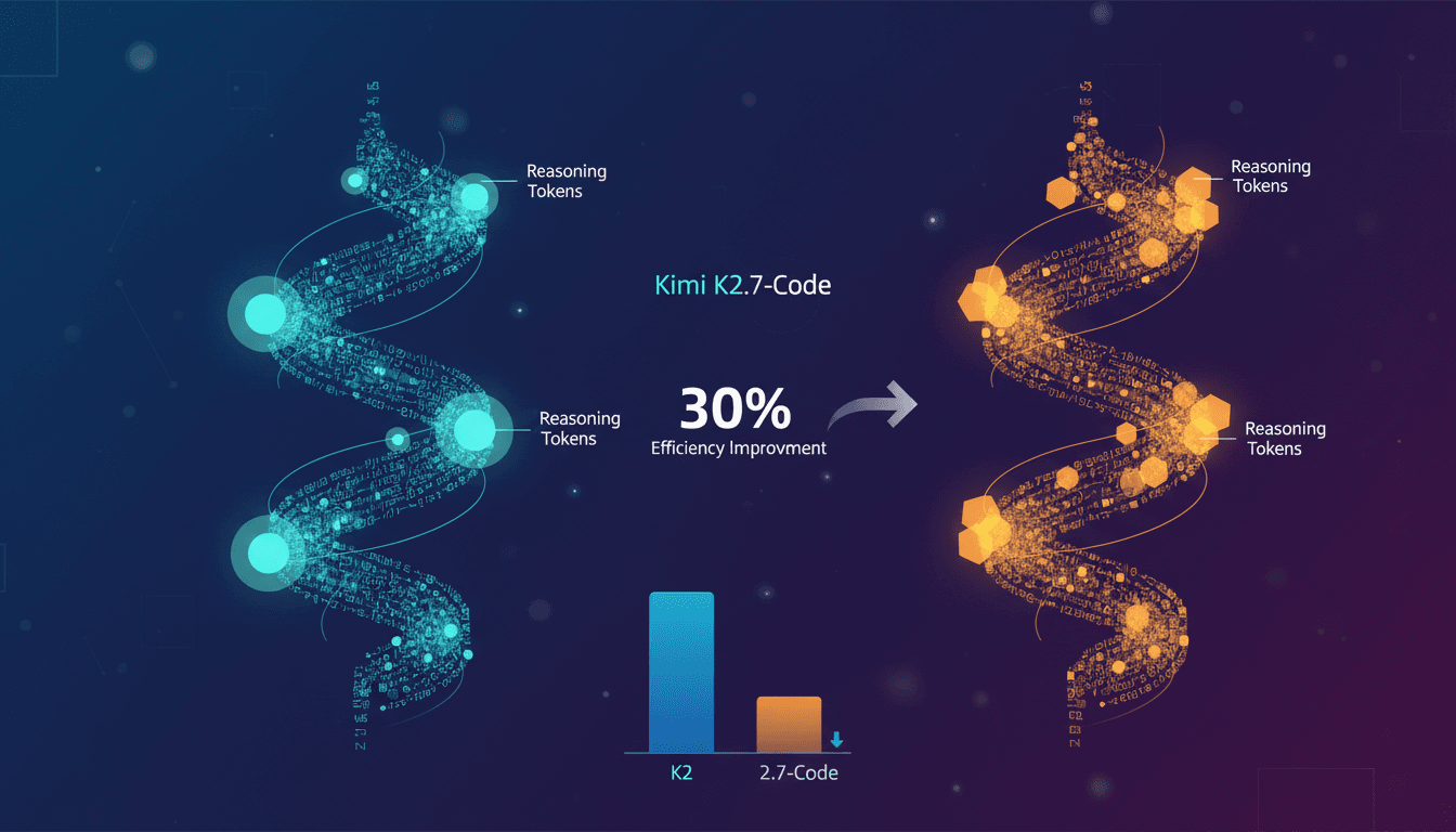 Kimi K2.7-Code launch announcement with efficiency metrics