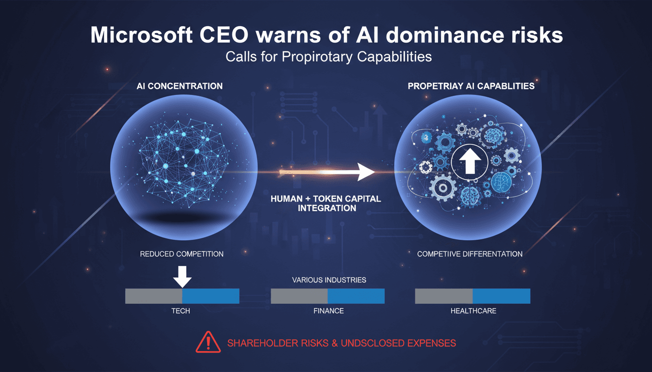 Microsoft CEO Satya Nadella discussing AI risks and proprietary capabilities.
