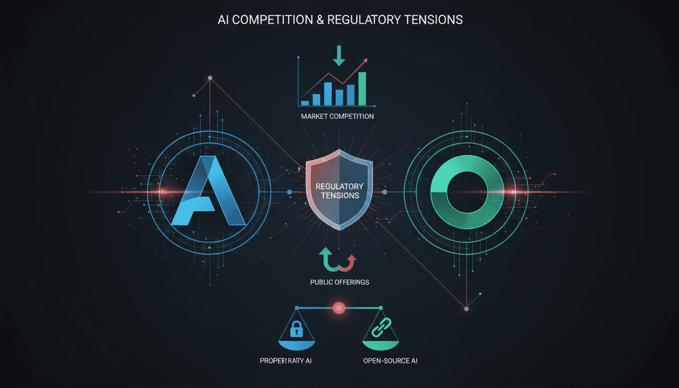 CEOs Dario Amodei and Sam Altman discussing AI competition and regulations.