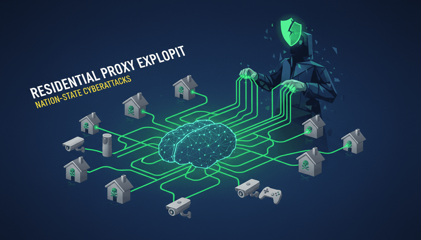 Illustration of residential proxy networks used in cyberattacks