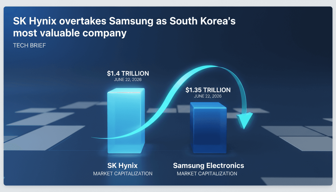 SK Hynix logo with a backdrop of semiconductor technology