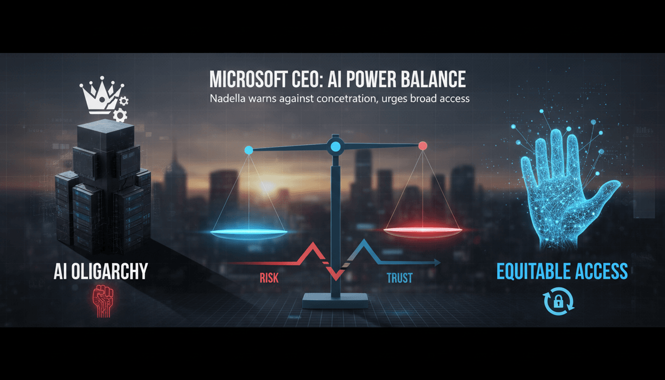 Microsoft CEO Satya Nadella discussing AI access and ethics.