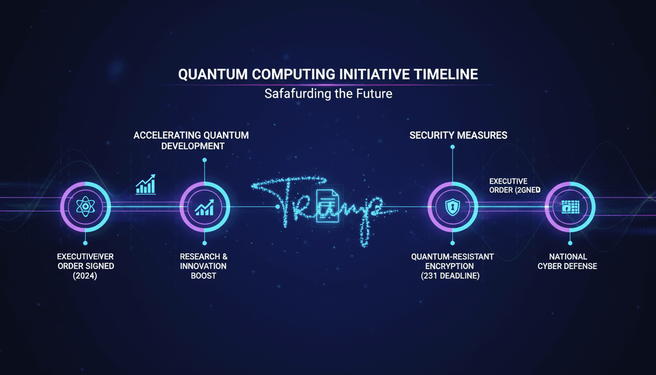 President Trump signing executive orders on quantum computing development.