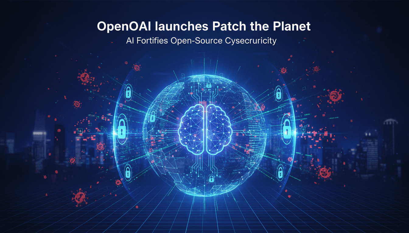 OpenAI's Patch the Planet initiative logo with cybersecurity theme