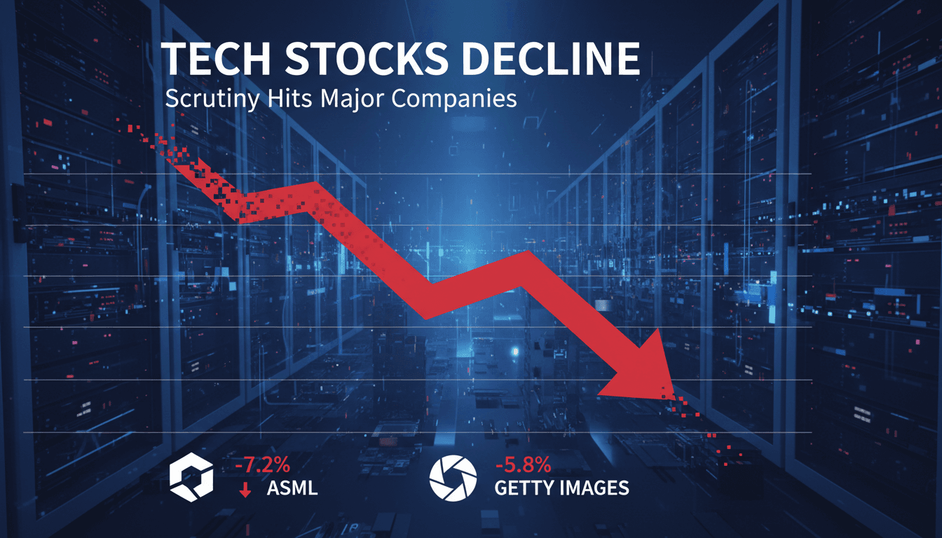 Graph showing the decline in tech stock prices and company performances.