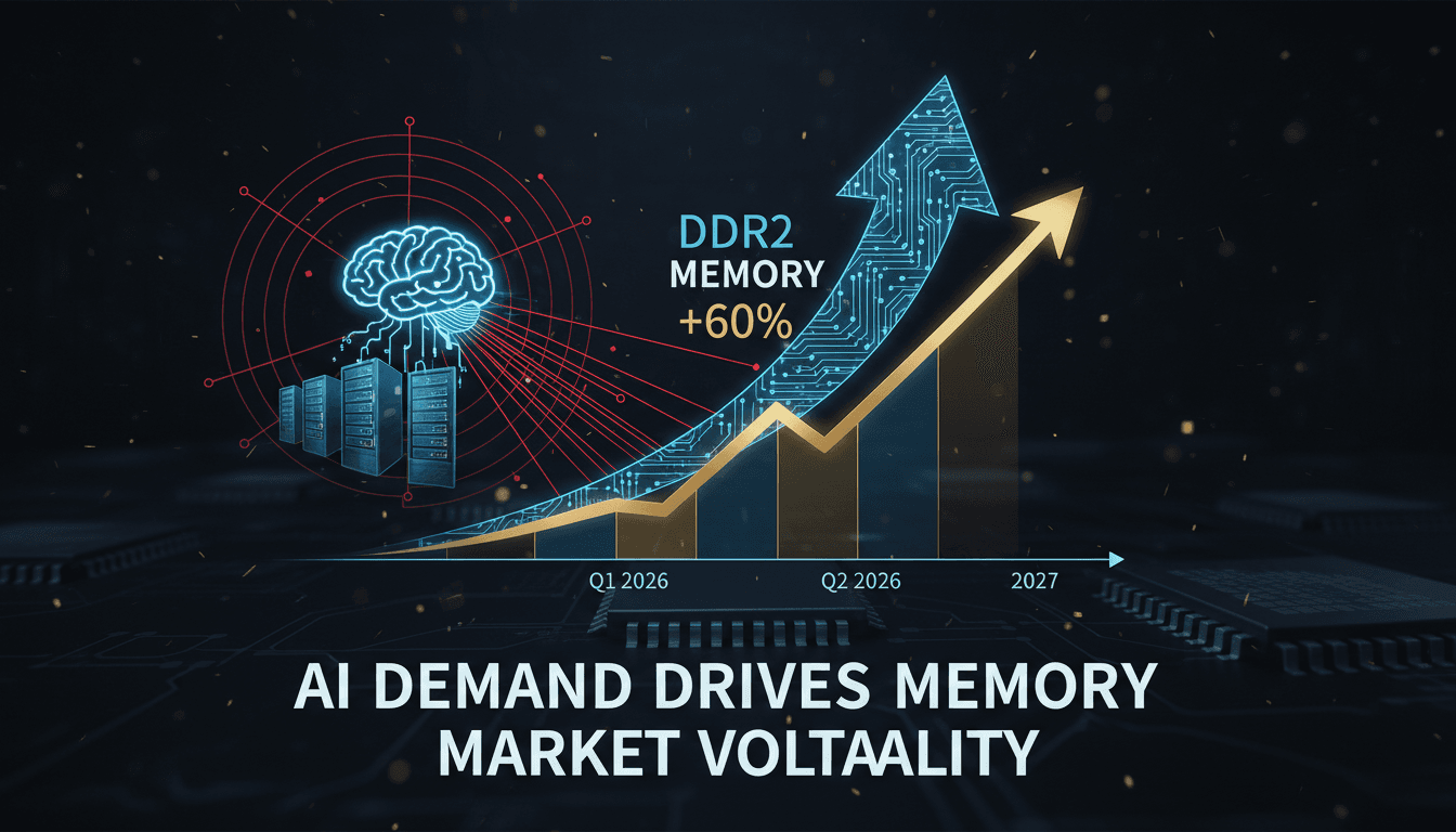 Graph showing the surge in DDR2 memory prices driven by AI demand.