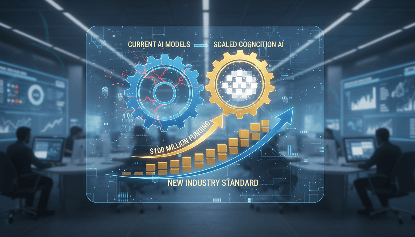 Scaled Cognition logo with a backdrop of AI technology imagery